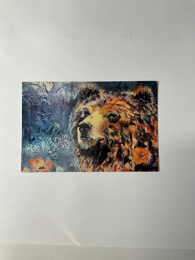 Bears & Lions Collection | Set of 4 Flat Fine Art Cards with Envelopes | Frameable Art Prints – Reproductions of Original Paintings | Sarah Andreas Art | Mixed Media Oil Painting