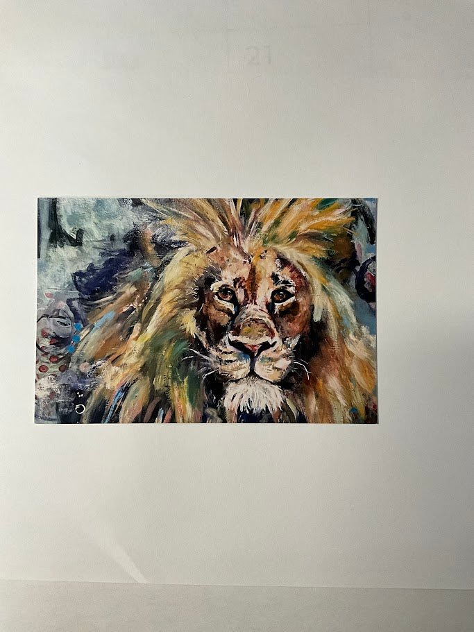 Bears & Lions Collection | Set of 4 Flat Fine Art Cards with Envelopes | Frameable Art Prints – Reproductions of Original Paintings | Sarah Andreas Art | Mixed Media Oil Painting