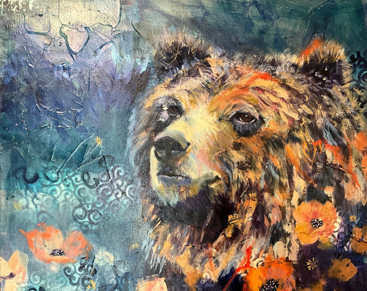 Bloom Sentinel | Sarah Andreas Art | Mixed Media Oil Painting