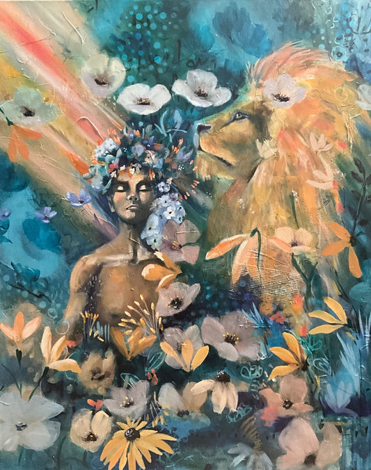 Crowned in Courage | Sarah Andreas Art | Mixed Media Oil Painting