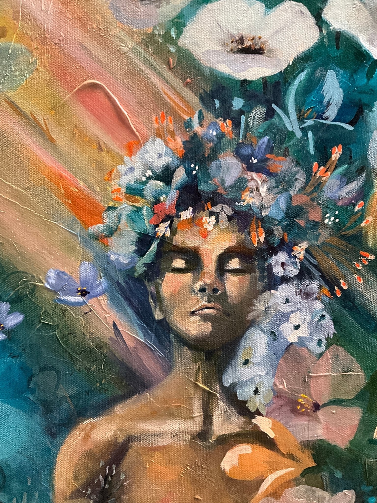 Crowned in Courage | Sarah Andreas Art | Mixed Media Oil Painting