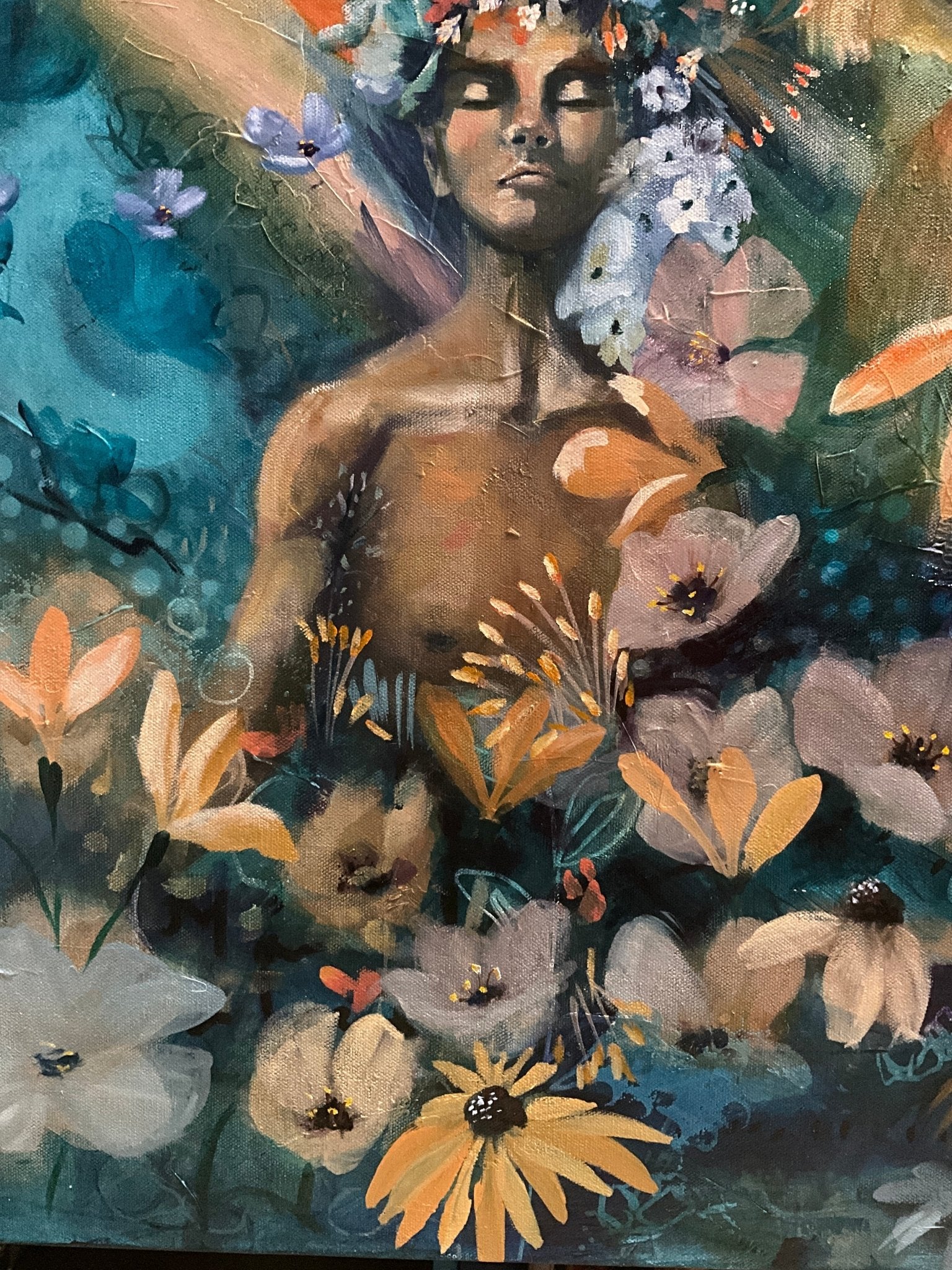 Crowned in Courage | Sarah Andreas Art | Mixed Media Oil Painting