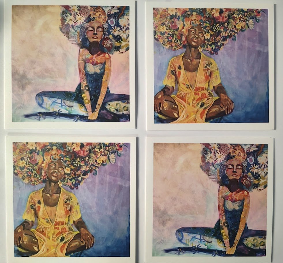 Peace Art Note Cards - Inspirational Greeting Cards for Calm & Serenity (Set of 4) | Sarah Andreas Art | Mixed Media Oil Painting