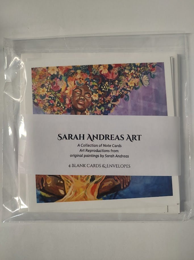 Peace Art Note Cards - Inspirational Greeting Cards for Calm & Serenity (Set of 4) | Sarah Andreas Art | Mixed Media Oil Painting