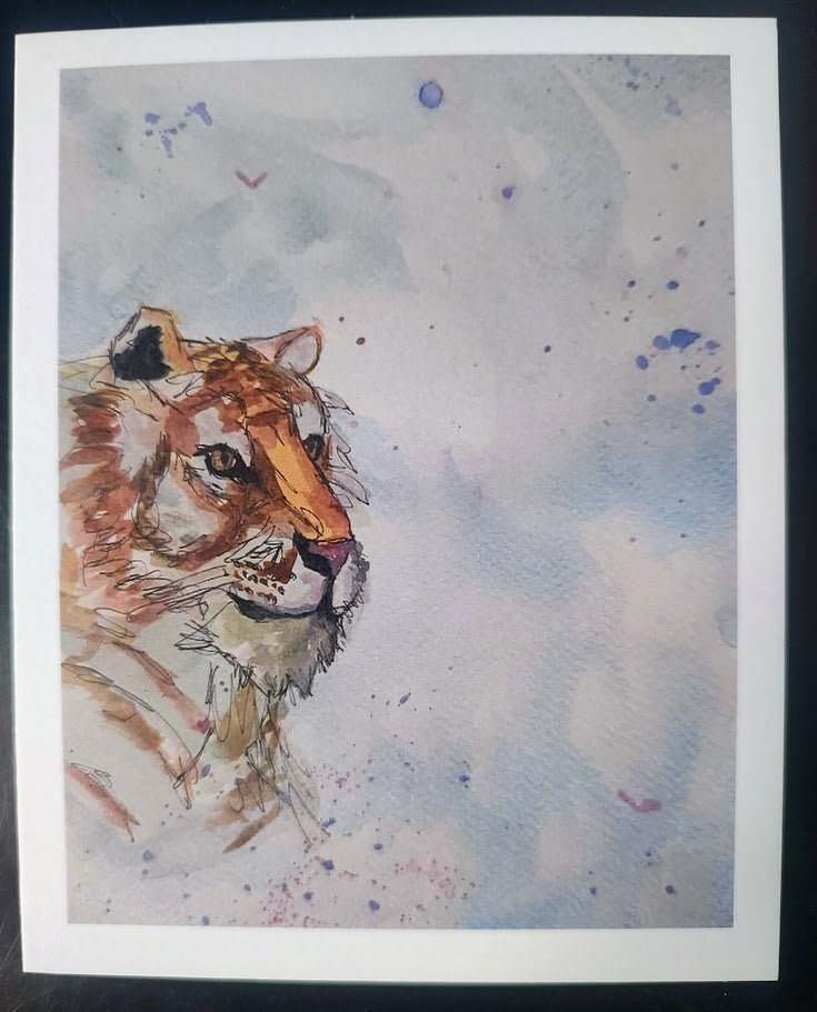 Tiger Art Note Cards - Mixed Media Animal Spirit Greeting Cards by Sarah Andreas (Set of 4) | Sarah Andreas Art | Mixed Media Oil Painting