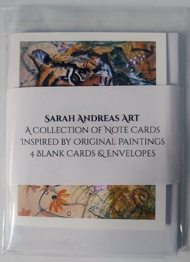 Tiger Art Note Cards - Mixed Media Animal Spirit Greeting Cards by Sarah Andreas (Set of 4) | Sarah Andreas Art | Mixed Media Oil Painting