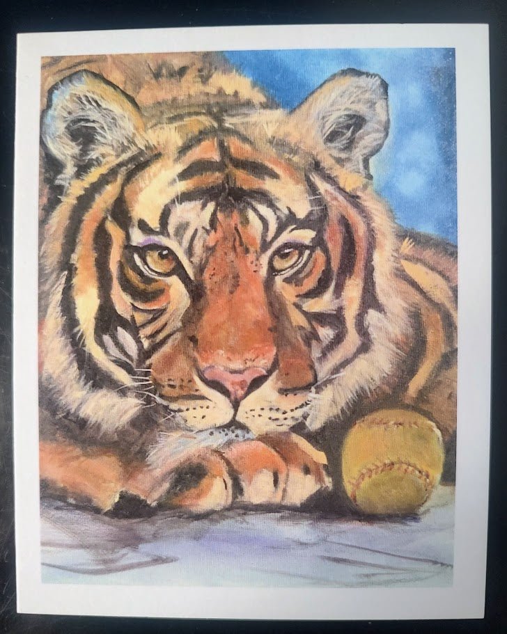 Tiger Art Note Cards - Mixed Media Animal Spirit Greeting Cards by Sarah Andreas (Set of 4) | Sarah Andreas Art | Mixed Media Oil Painting