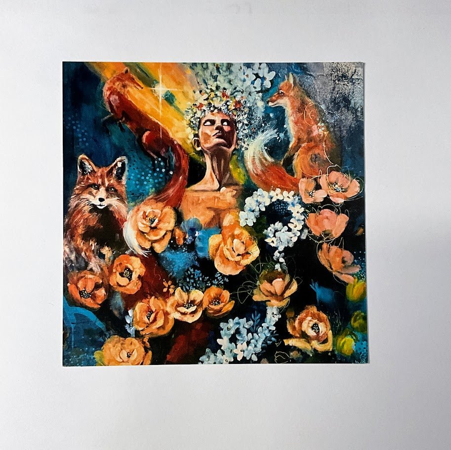 Voices of Wisdom Collection | Set of 4 Square Flat Fine Art Cards with Envelopes | Frameable Art Prints, Reproductions of Original Paintings | Sarah Andreas Art | Mixed Media Oil Painting