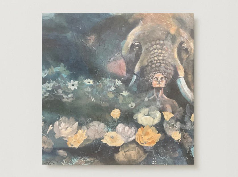 Voices of Wisdom Collection | Set of 4 Square Flat Fine Art Cards with Envelopes | Frameable Art Prints, Reproductions of Original Paintings | Sarah Andreas Art | Mixed Media Oil Painting