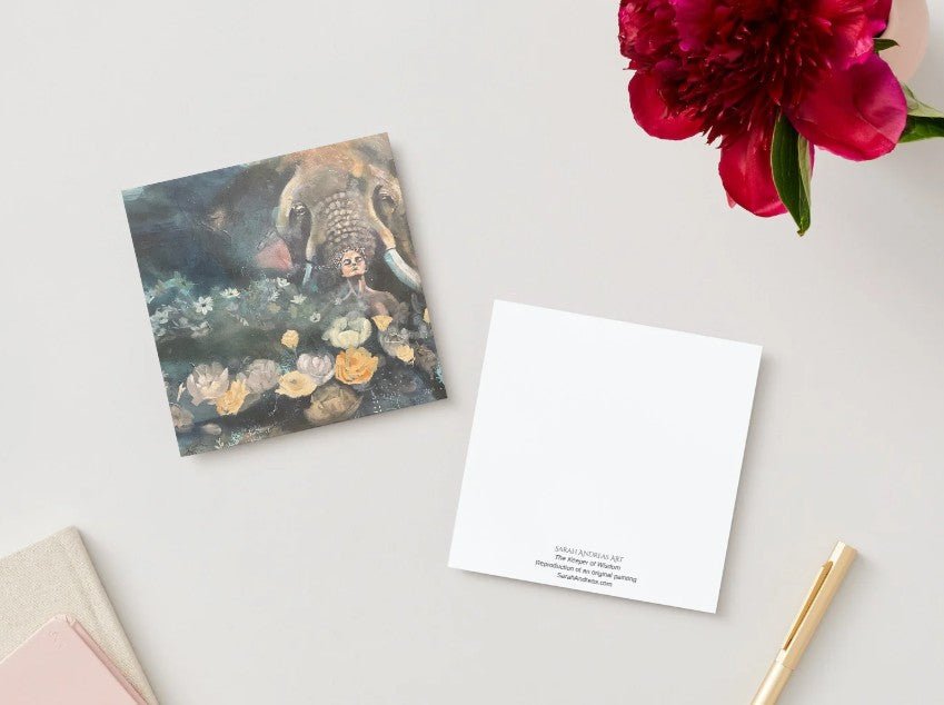 Voices of Wisdom Collection | Set of 4 Square Flat Fine Art Cards with Envelopes | Frameable Art Prints, Reproductions of Original Paintings | Sarah Andreas Art | Mixed Media Oil Painting