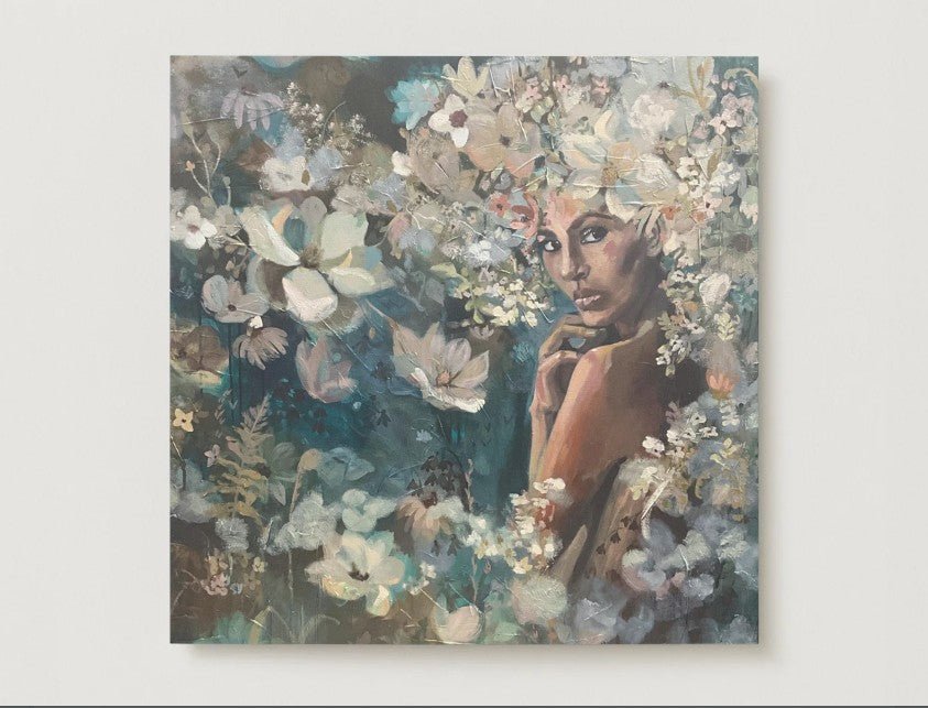 Voices of Wisdom Collection | Set of 4 Square Flat Fine Art Cards with Envelopes | Frameable Art Prints, Reproductions of Original Paintings | Sarah Andreas Art | Mixed Media Oil Painting