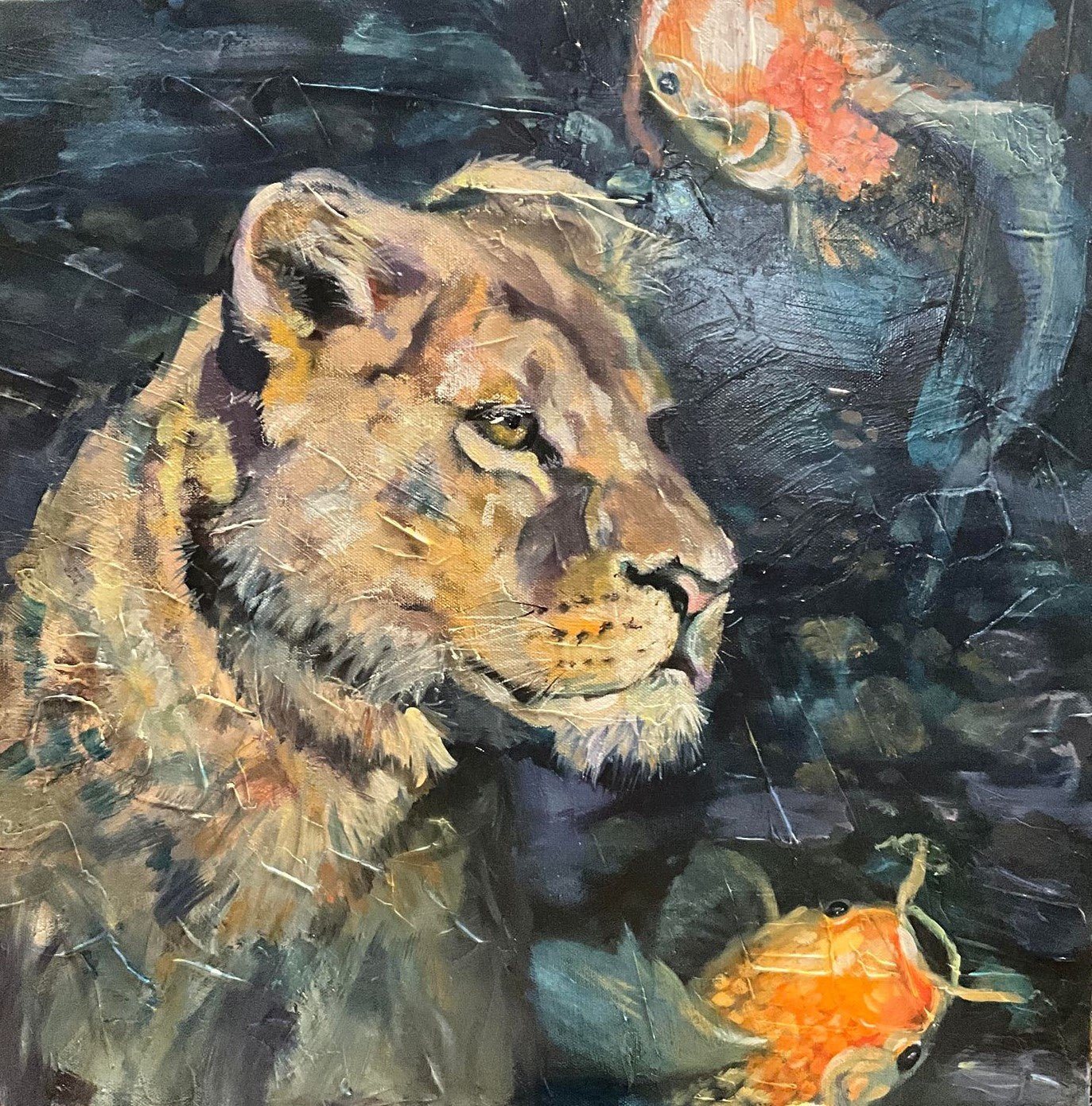 Blue Serenity: Lioness's Determination - Fine Art by Sarah Andreas