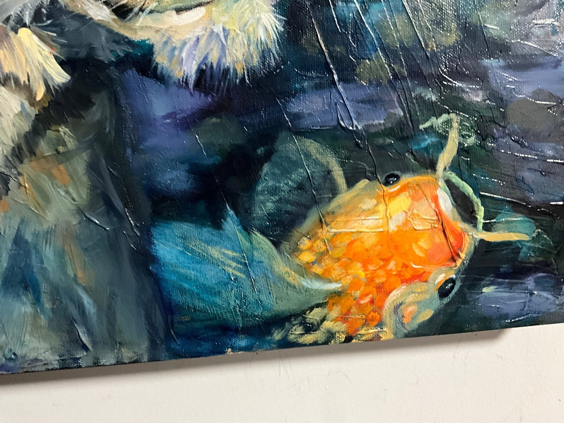 Blue Serenity: Lioness's Determination | Sarah Andreas Art | Mixed Media Oil Painting