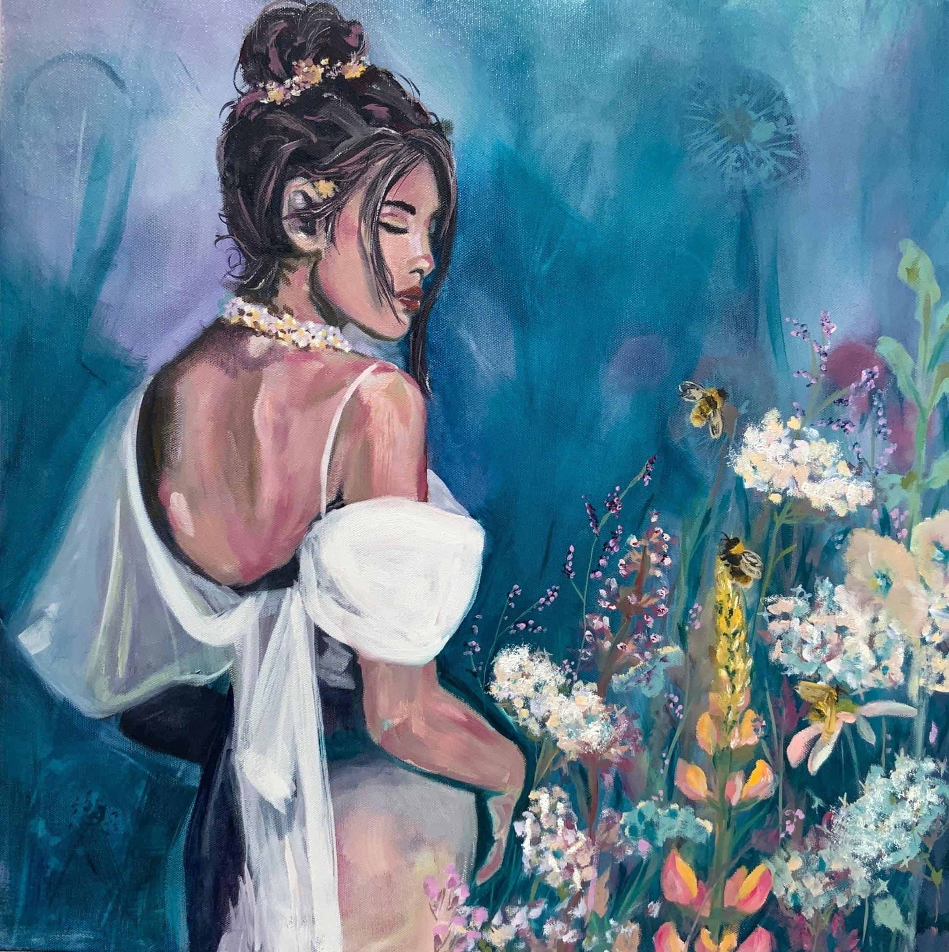 In the Garden | Sarah Andreas Art | Mixed Media Oil Painting