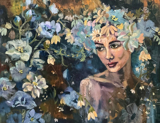 Framed Print - Healing Council of the Flowers | Sarah Andreas Art | Mixed Media Oil Painting