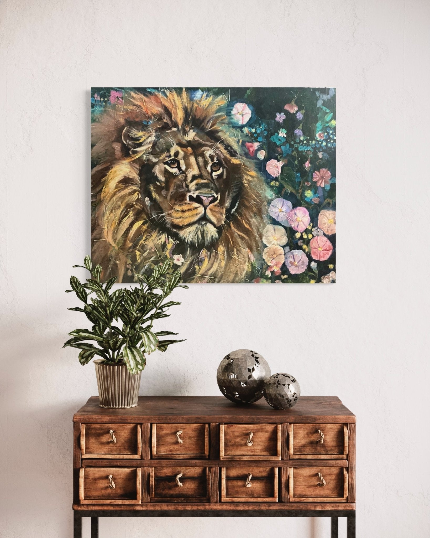 Majesty Among Morning Glories | Sarah Andreas Art | Mixed Media Oil Painting