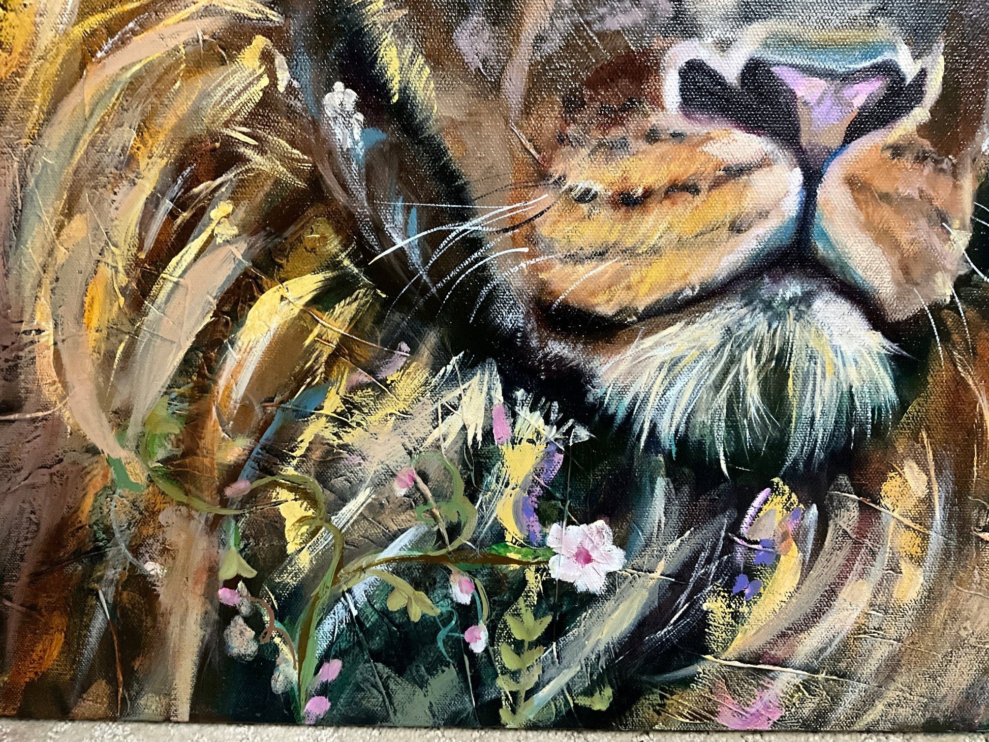 Majesty Among Morning Glories | Sarah Andreas Art | Mixed Media Oil Painting