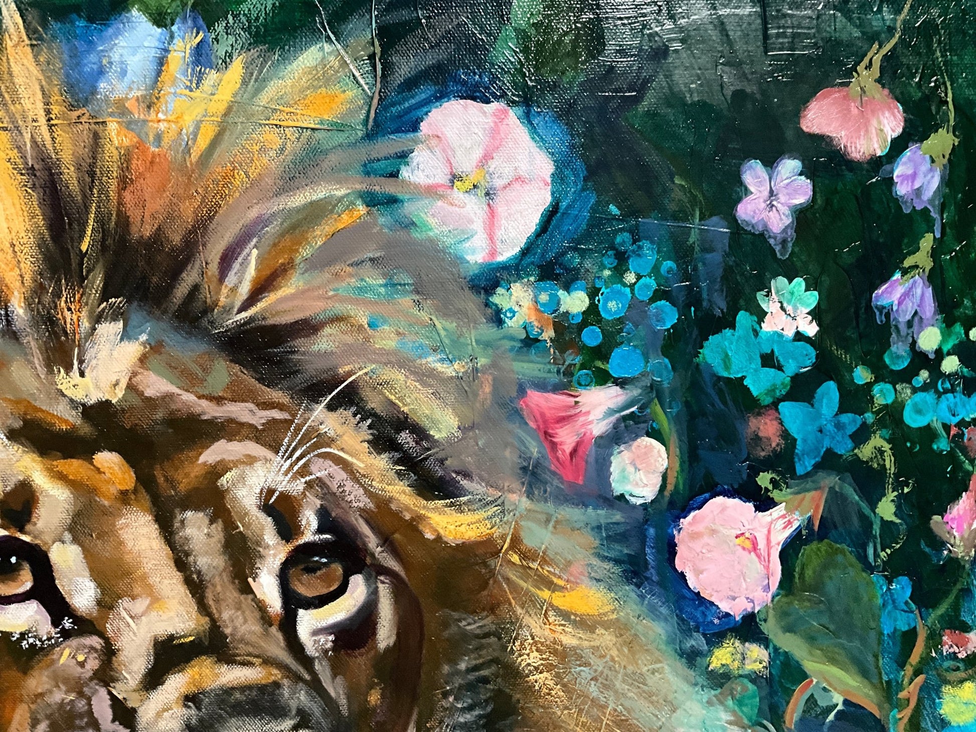 Majesty Among Morning Glories | Sarah Andreas Art | Mixed Media Oil Painting