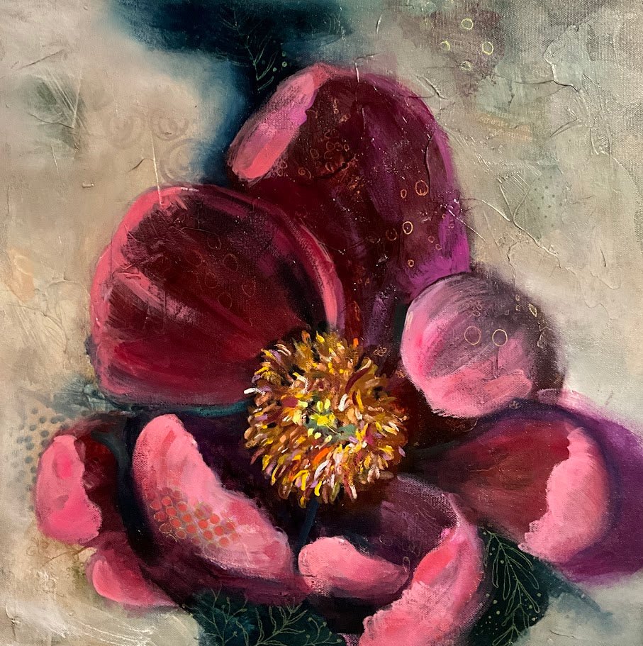 Blooming Beyond Measure - Original Mixed Media Oil Painting | Sarah Andreas Art | Mixed Media Oil Painting