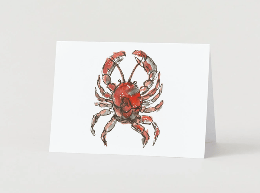 Coastal Crimson Crab Art Note Card Set | Sarah Andreas Art | Mixed Media Oil Painting