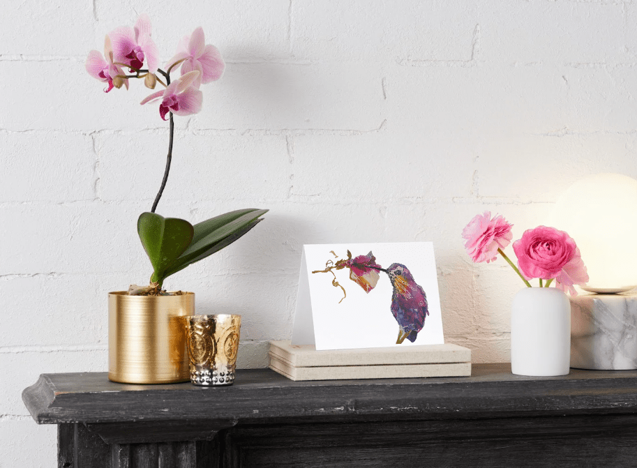 Hummingbird Art Note Card Set | Sarah Andreas Art | Mixed Media Oil Painting