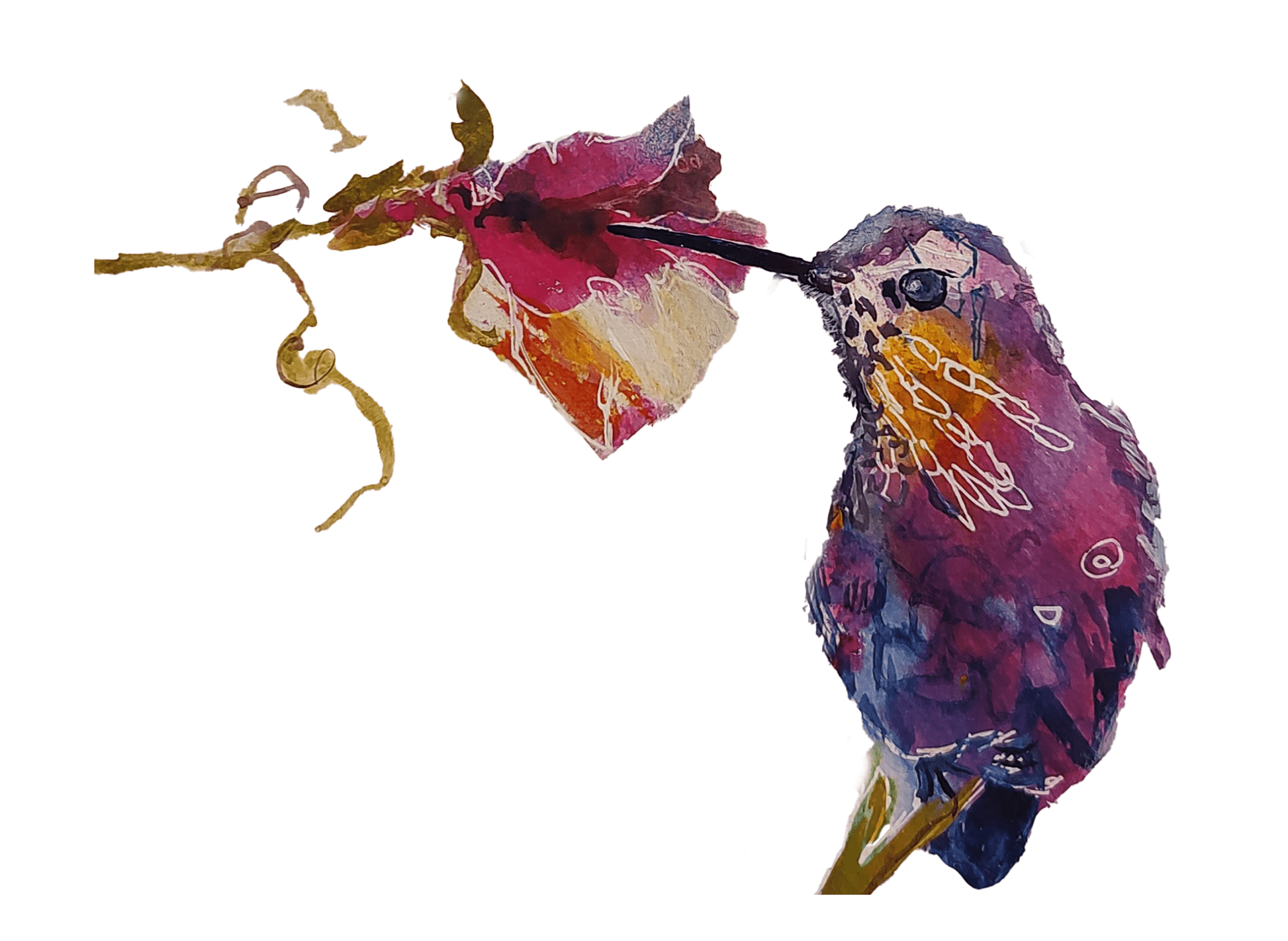 Hummingbird Art Note Card Set | Sarah Andreas Art | Mixed Media Oil Painting