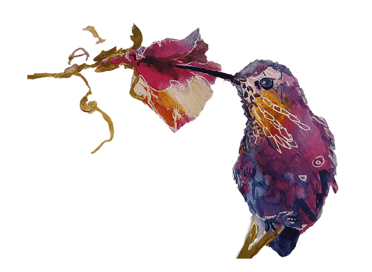 Hummingbird Art Note Card Set | Sarah Andreas Art | Mixed Media Oil Painting