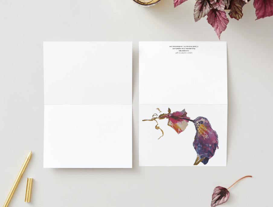Hummingbird Art Note Card Set | Sarah Andreas Art | Mixed Media Oil Painting