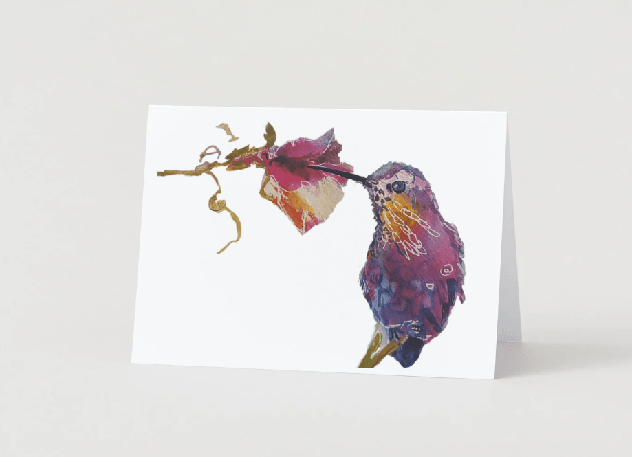 Hummingbird Art Note Card Set | Sarah Andreas Art | Mixed Media Oil Painting