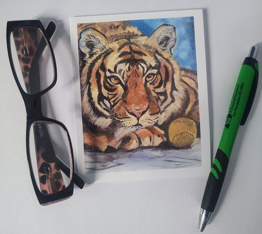 Tiger Art Note Cards - Mixed Media Animal Spirit Greeting Cards by Sarah Andreas (Set of 4) | Sarah Andreas Art | Mixed Media Oil Painting