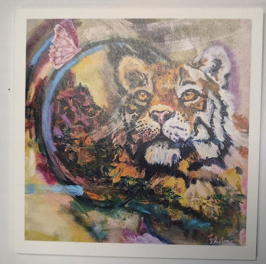 Tiger & Bear Art Note Cards - Mixed Media Animal Spirit Greeting Cards by Sarah Andreas (Set of 4) | Sarah Andreas Art | Mixed Media Oil Painting