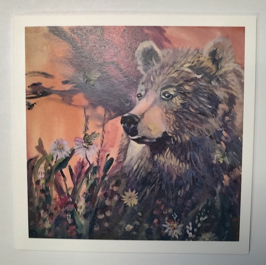 Tiger & Bear Art Note Cards - Mixed Media Animal Spirit Greeting Cards by Sarah Andreas (Set of 4) | Sarah Andreas Art | Mixed Media Oil Painting