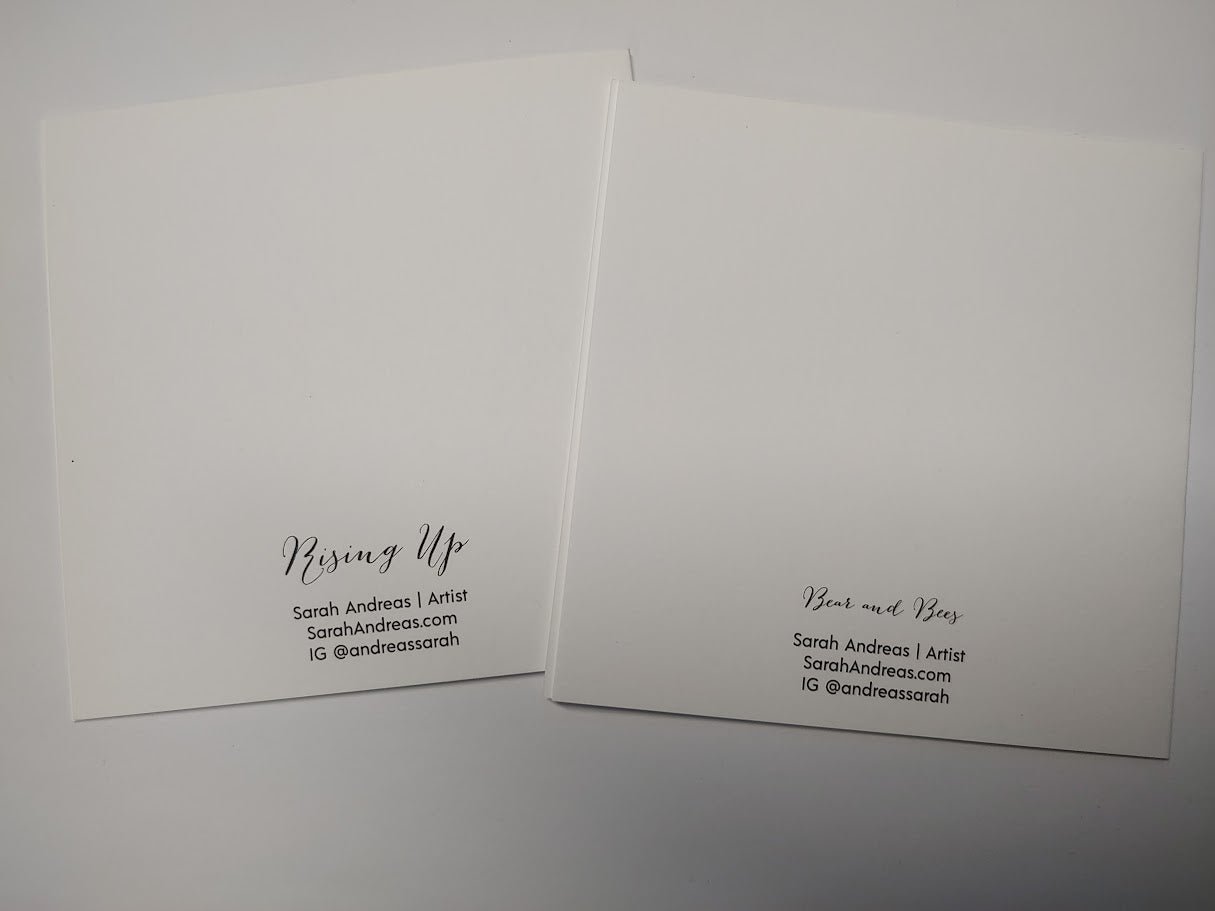 Tiger & Bear Art Note Cards - Mixed Media Animal Spirit Greeting Cards by Sarah Andreas (Set of 4) | Sarah Andreas Art | Mixed Media Oil Painting