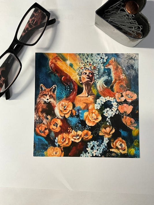 Voices of Wisdom Collection | Set of 4 Square Flat Fine Art Cards with Envelopes | Frameable Art Prints, Reproductions of Original Paintings | Sarah Andreas Art | Mixed Media Oil Painting