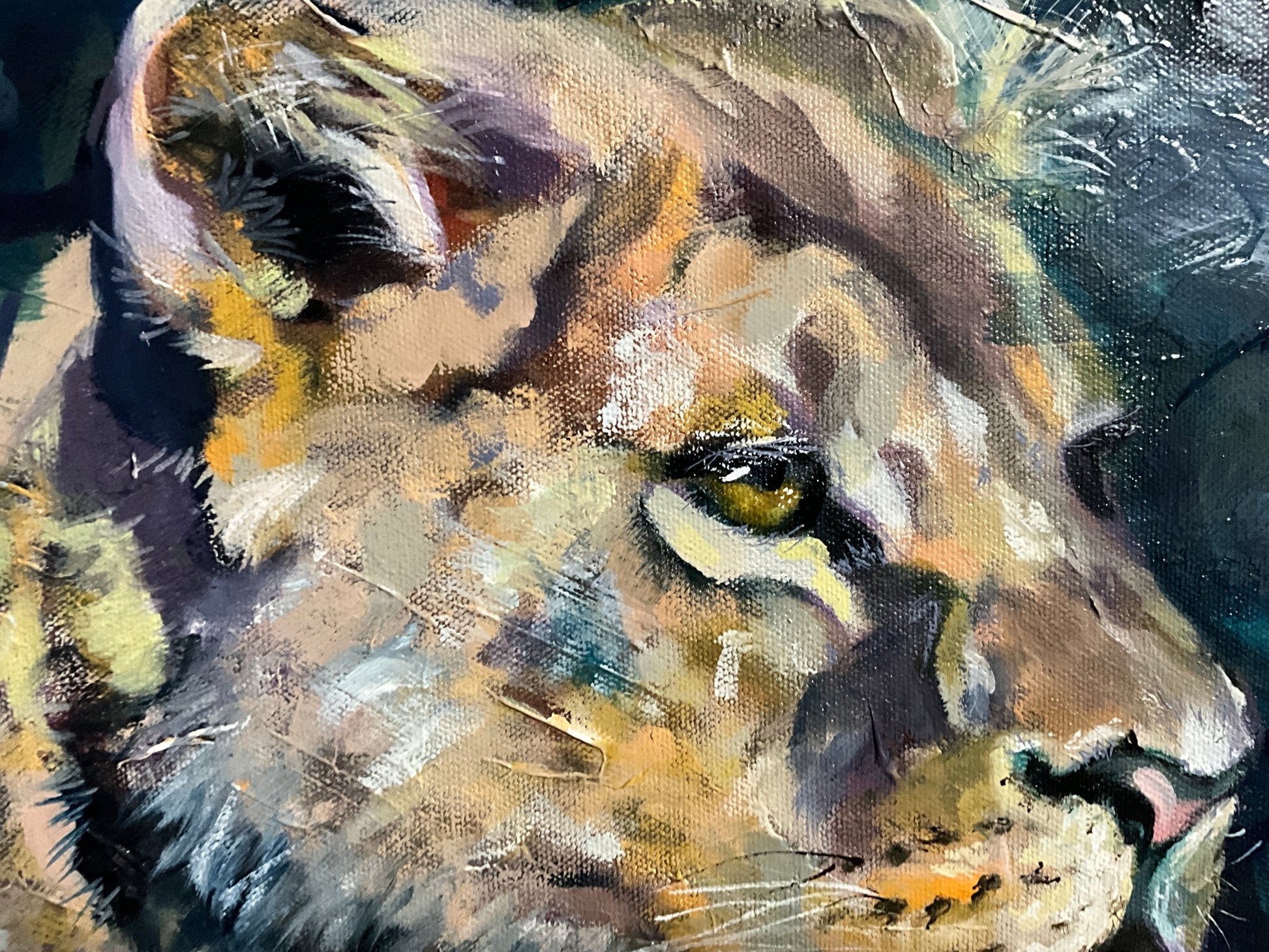 Blue Serenity: Lioness's Determination - Fine Art by Sarah Andreas