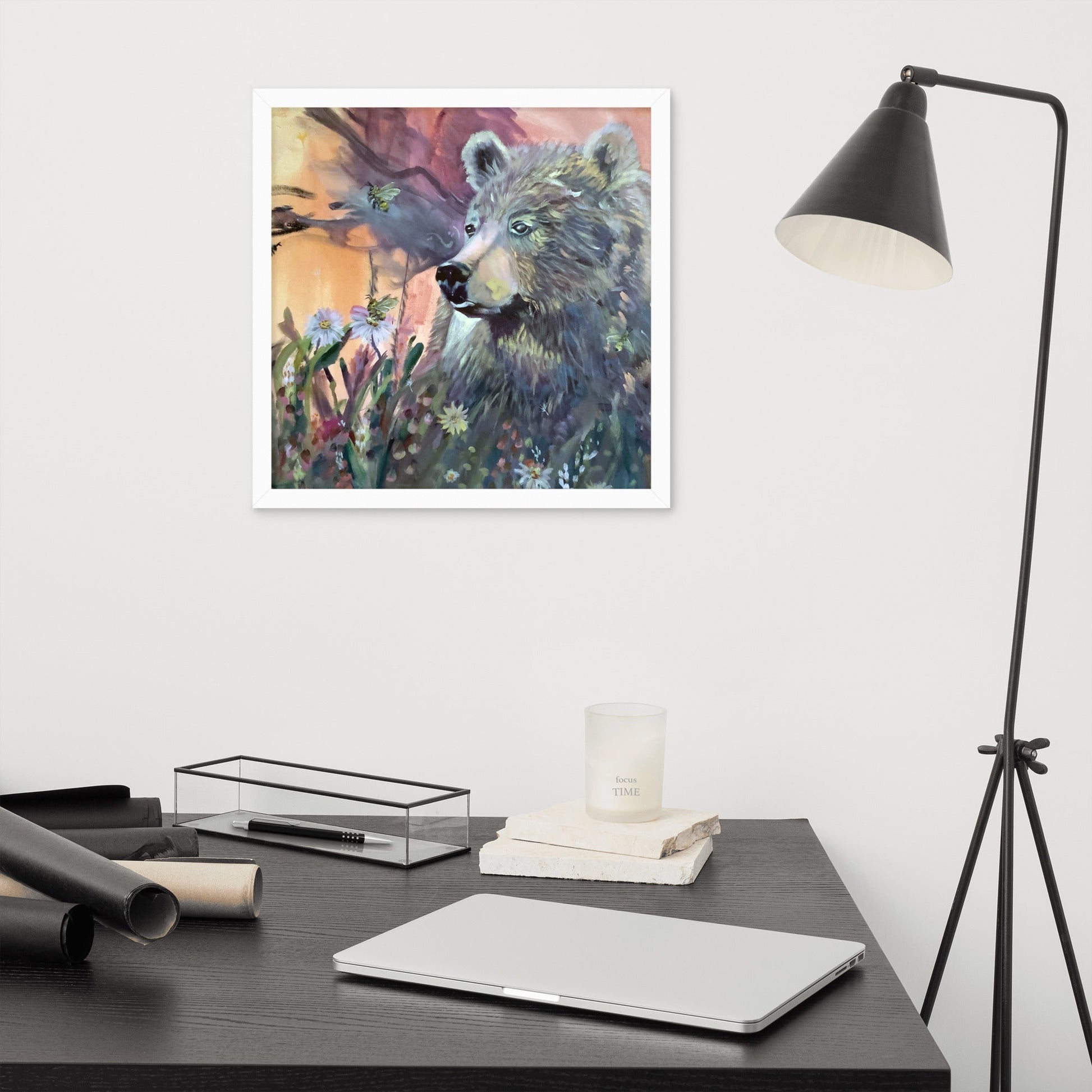 Framed Print - Bear and Bees - Fine Art by Sarah Andreas